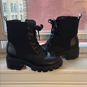 Black Lace-Up Ankle Boots